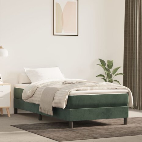 Pocketveringmatras medium 90x190x20 cm fluweel donkergroen 1