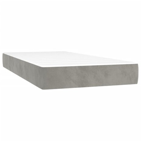 Pocketveringmatras medium 90x200x20 cm fluweel lichtgrijs 2