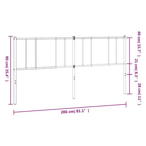 Vervangend hoofdbord metaal zwart 200 cm 8
