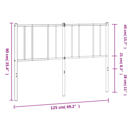 Vervangend hoofdbord metaal wit 120 cm 8