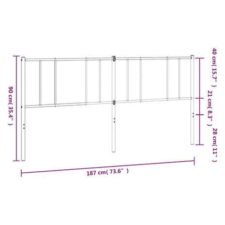 Vervangend hoofdbord 180 cm metaal wit 8