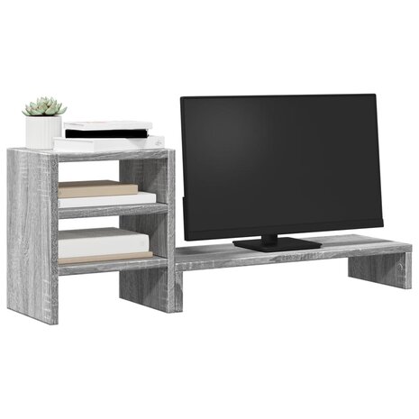 Monitorstandaard met bureau-organizer bewerkt hout grijs sonoma 3