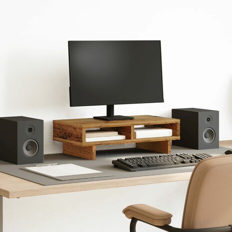 Monitorstandaard 50x27x15 cm bewerkt hout oud houtkleurig 1