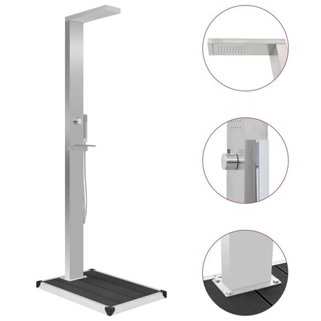 Buitendouche met bak HKC roestvrij staal 1