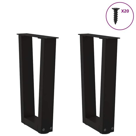 Salontafelpoten 2 st V-vormig 38x(42-43,3) cm staal zwart 3