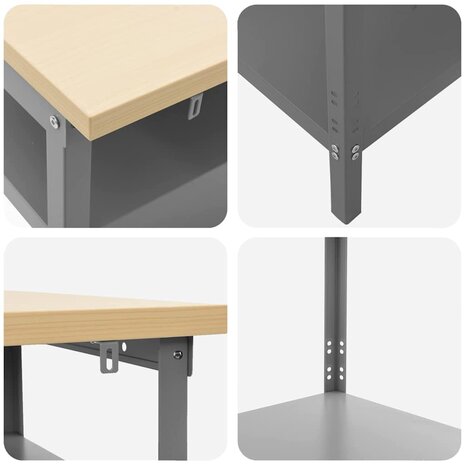 Werkbankset met plank 2 pcs Beige en Grijs 200 x 55 x 85 cm 7