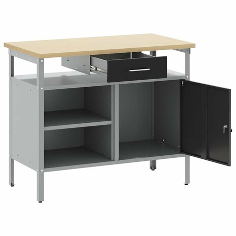 Werkbank met lade met plank Zwart en Grijs 100 x 55 x 85 cm 5