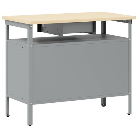 Werkbank met lade met plank Zwart en Grijs 100 x 55 x 85 cm 8