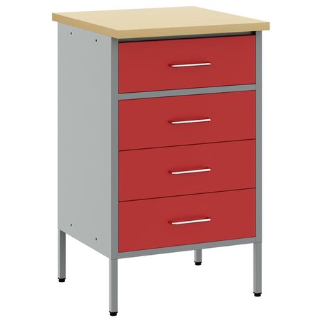 Werkbank Rood en Grijs 50 x 55 x 85 cm Engineered hout en staal 2