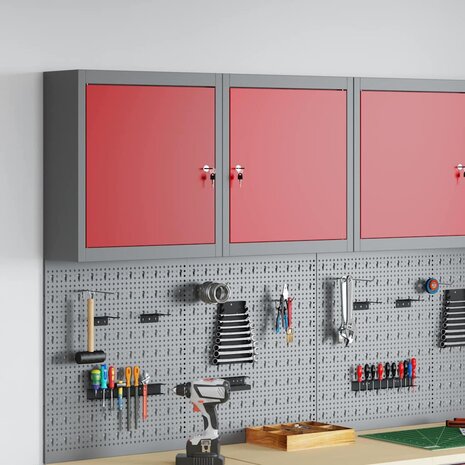 Gereedschapskast met plank Rood en Grijs 50 x 20 x 55 cm 1