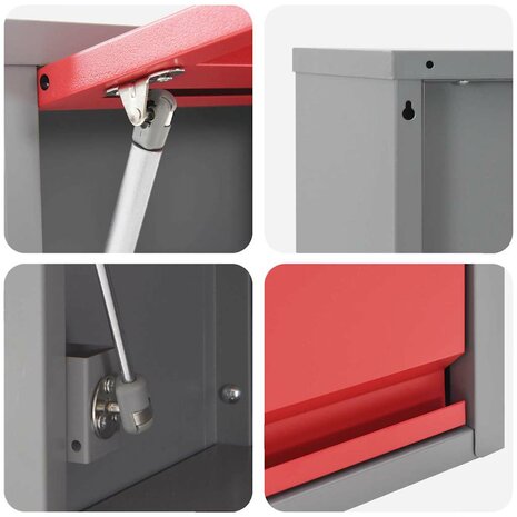 Gereedschapskast met opslag Rood en Grijs 50 x 25 x 35 cm 8