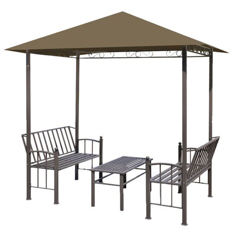 Tuinpaviljoen met tafel en bankjes 180 g/m&sup2; 2,5x1,5x2,4 m taupe	 2