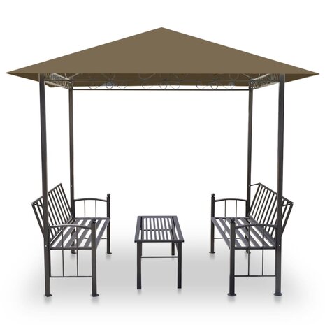 Tuinpaviljoen met tafel en bankjes 180 g/m&sup2; 2,5x1,5x2,4 m taupe	 3