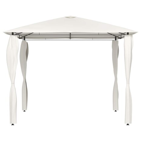 Prieel met paalhoezen 160 g/m&sup2; 3x3x2,6 m cr&egrave;mekleurig 2
