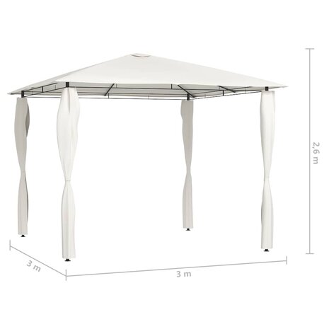 Prieel met paalhoezen 160 g/m&sup2; 3x3x2,6 m cr&egrave;mekleurig 4