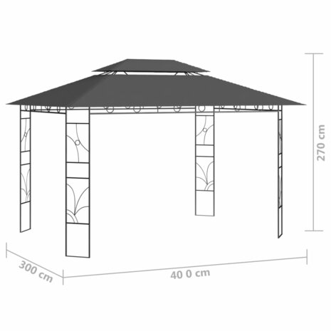 Prieel 160 g/m&sup2; 4x3x2,7 m antracietkleurig 6