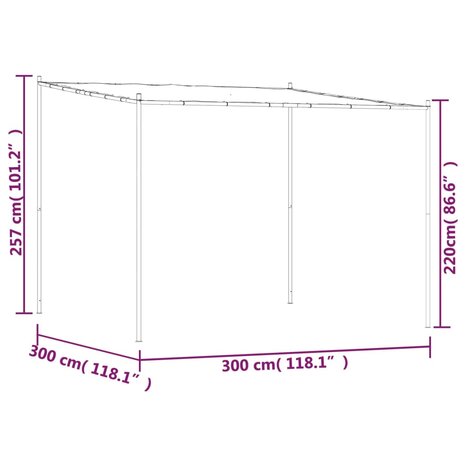 Prieel 3x3 m 180 g/m&sup2; stof en staal wit 8