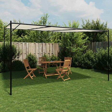 Prieel 4x4 m 180 g/m&sup2; stof en staal wit 1