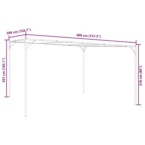 Prieel 4x4 m 180 g/m&sup2; stof en staal wit 9