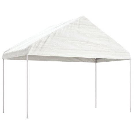 Prieel met dak 4,08x2,23x3,22 m polyetheen wit 1