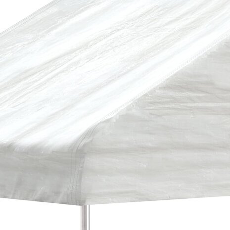 Prieel met dak 4,08x2,23x3,22 m polyetheen wit 3