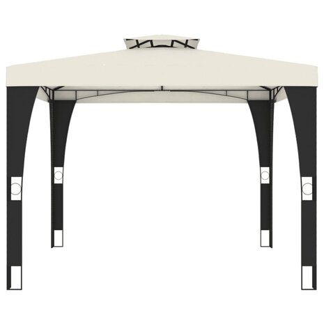 Prieel met dubbel dak 2,98x2,98 m staal cr&egrave;mekleurig 4