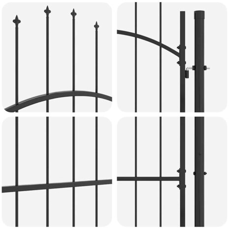 Tuinpoort met slot Grijs 125 x 100 cm Staal 5