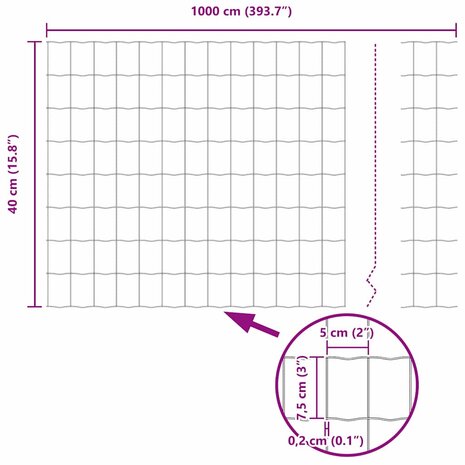 Euro Hek Grijs 0,4 x 10 m PVC-gecoat ijzer 9