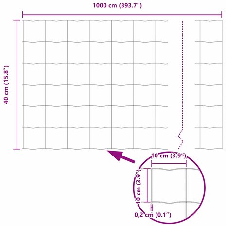 Euro Hek Grijs 0,4 x 10 m PVC-gecoat ijzer 9