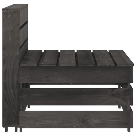Tuinmiddenbank pallet ge&iuml;mpregneerd grenenhout grijs 4