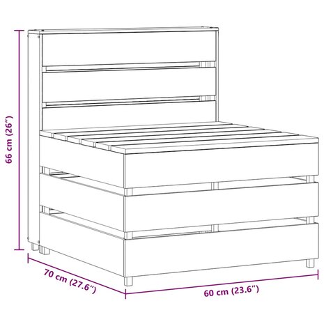 Tuinmiddenbank pallet ge&iuml;mpregneerd grenenhout grijs 7