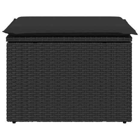 Tuinkruk met kussen zwart 55x55x37 cm poly rattan 4