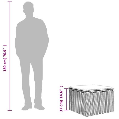 Tuinkruk met kussen zwart 55x55x37 cm poly rattan 6