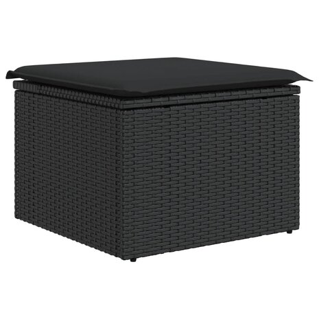 Tuinkruk met kussen zwart 55x55x37 cm poly rattan 2