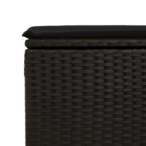 Tuinkruk met kussen zwart 55x55x37 cm poly rattan 7