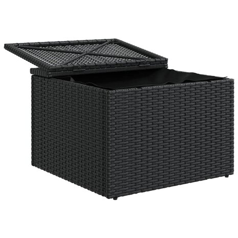 Tuinkruk met kussen zwart 55x55x37 cm poly rattan 8