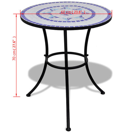 Bistrotafel 60 cm moza&iuml;ek blauw en wit 5