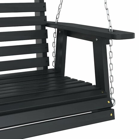 Tuinschommelbank met metalen kettingen massief vurenhout zwart 7