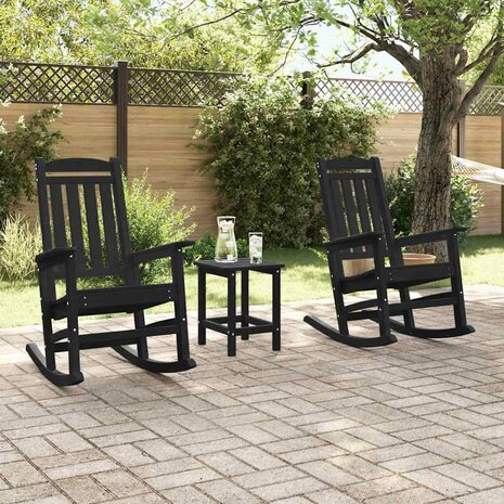 Schommelstoel 2 pcs Zwart 92 x 70 x 108 cm Polyetheen 3