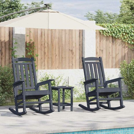 Schommelstoel 3 pcs Marineblauw Polyetheen 1