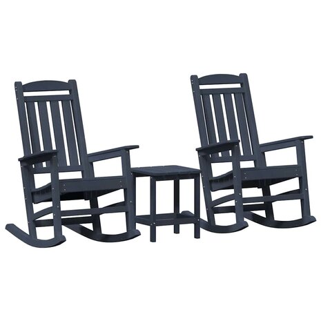 Schommelstoel 3 pcs Marineblauw Polyetheen 2
