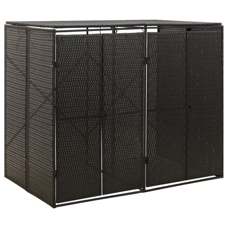 Containerberging dubbel 140x80x117 cm poly rattan zwart 1