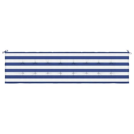 Tuinbankkussen gestreept 200x50x4 cm stof wit en blauw 4