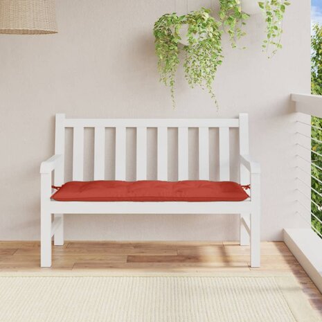 Tuinbankkussen 120x50x7 cm stof gem&ecirc;leerd rood 3
