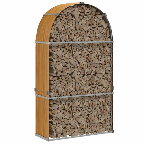 Haardhoutopslag 120x45x210 cm gegalvaniseerd staal houtlook 3