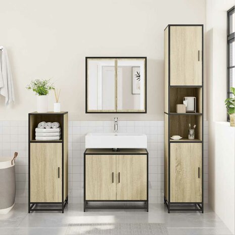 Wastafelkast Sonoma eiken 65x33x60 cm bewerkt hout 1