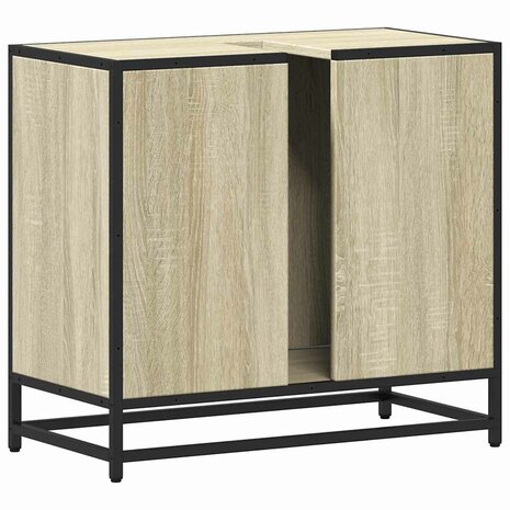Wastafelkast Sonoma eiken 65x33x60 cm bewerkt hout 7