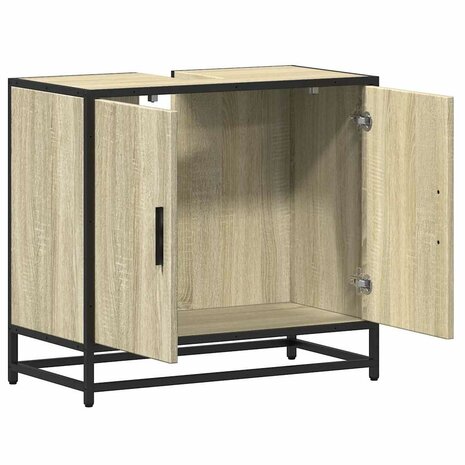 Wastafelkast Sonoma eiken 65x33x60 cm bewerkt hout 8