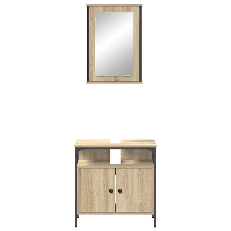 Badkamermeubelset met plank met opslag 2 pcs Bruin Bewerkt hout 7