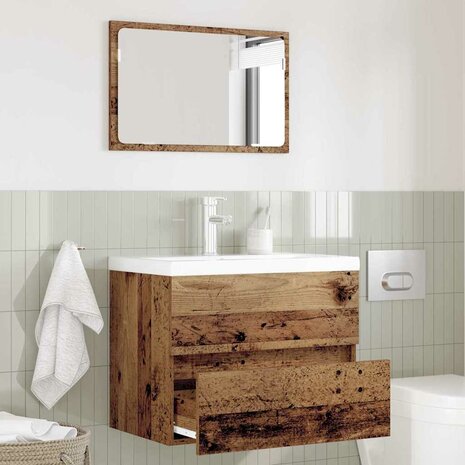 Badkamermeubelset 2 pcs Oud Hout Geperst Hout en Metaal 1